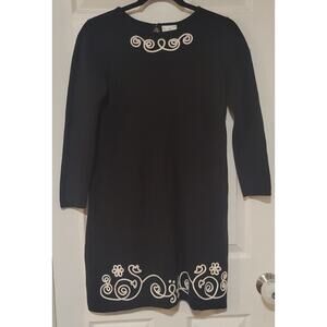 Hanna Andersson Sweater Dress Black White Piping Size 150 Girls Sz 12